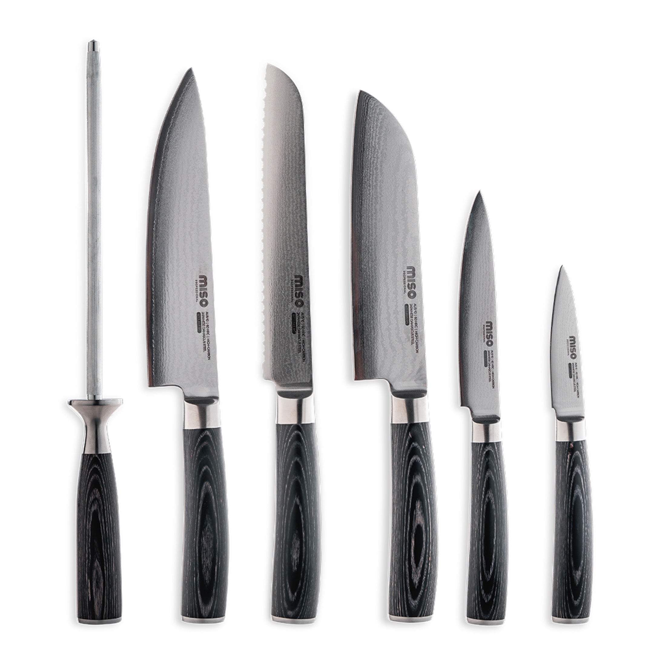 Miso - 6 dele knivsæt professional damascus stål