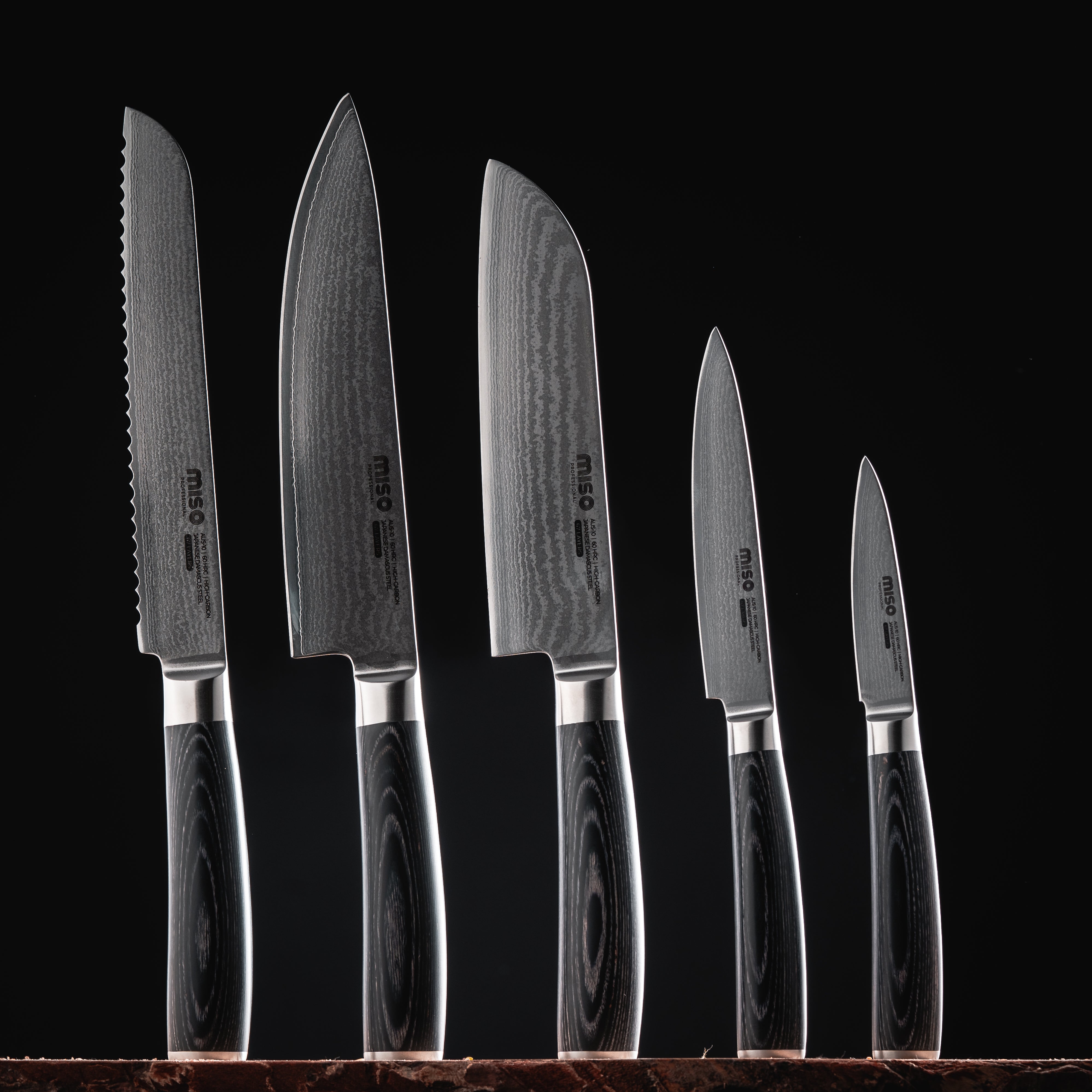 Miso - 6 dele knivsæt professional damascus stål